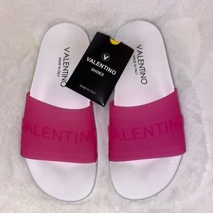 Valentino slides women size 7 never worn in original box and shoe bag